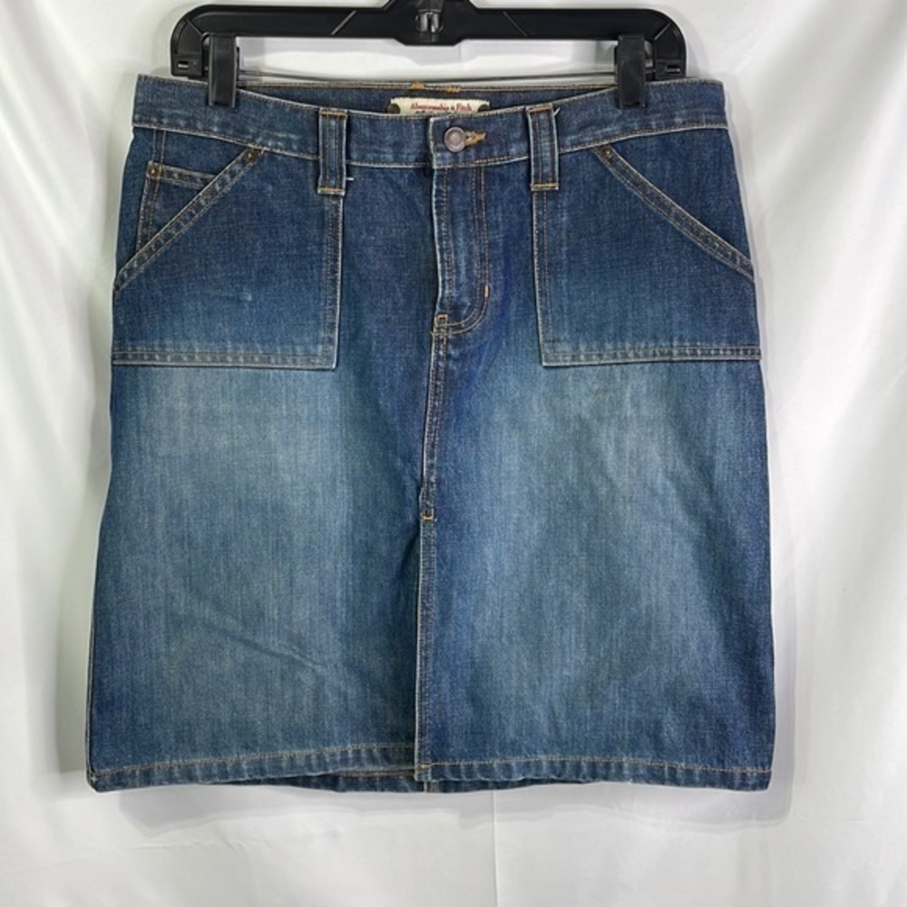 Abercrombie and Fitch, front slit cotton denim skirt